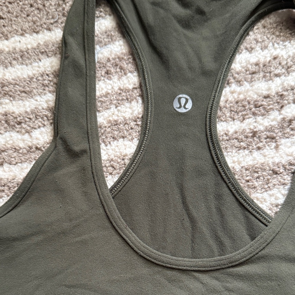 Olive Green Racerback Tank Top - Picture 2 of 3